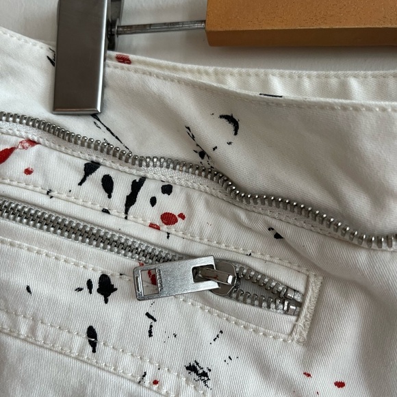 Diesel Women’s Paint Splatter Slim Fit White Pants Size 27 - Picture 9 of 12